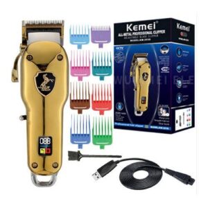 Tondeuse Professionnelle Kemei KM-2023 – Puissance, Précision & Style Doré