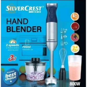Mixeur Plongeant SilverCrest 3 en 1 – 800W, Pied Inox, Fouet & Hachoir