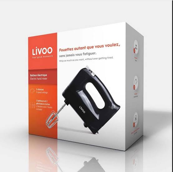 Batteur Électrique Livoo – 5 Vitesses + Crochets Pétrisseurs & Fouets Inox – Image 2